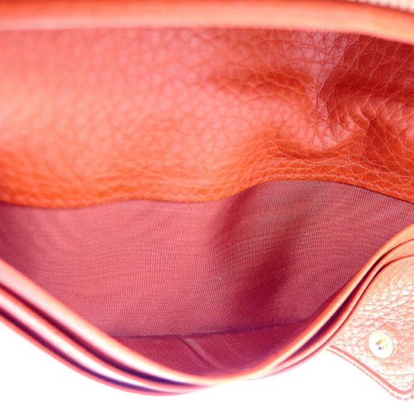Authentic PRADA purse Zippered Wallet Ladies Mens Logo Orange Gold Leather - Picture 7 of 7